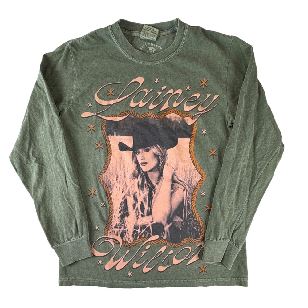 Lainey Wilson Whirlwind World Tour Long Sleeve Graphic Tee Green Small 2025-2026